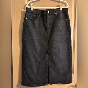 LOFT Black Denim Pencil Skirt